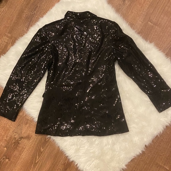 Linea Domani Black Sequin One Button Long Blazer XL - Picture 4 of 11